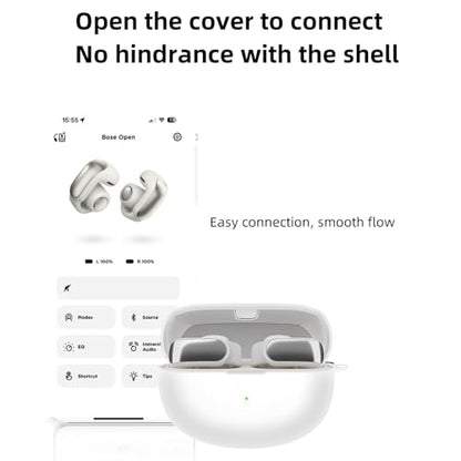 [3 in 1] TSVSXS Silicone Case Compatible with Bose Ultra Open Earbuds, Soft Protective Cover for Bose Open Ear Wireless Earbuds with Cleaning Kit Keychain - color: White