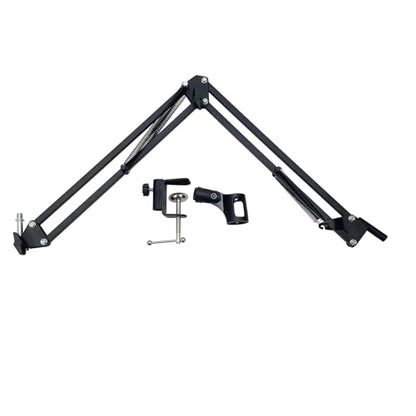 Microphone Mounting Bracket Desk Mic Arm Microphone Stand with Desk Mount Mic Suspension Boom for Live Streaming, Gaming, Podcasting, Radio