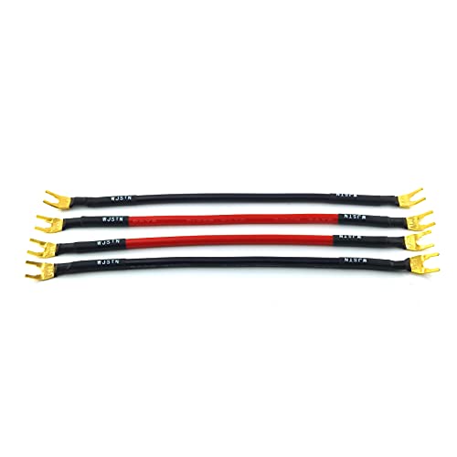 WJSTN Fork Spade Plug to Spade Plug Speaker Jumper Cable，8AWG Y Plug to Y Plug Cable, for DIY Home Theater, Speaker etc 8in/4-Pack