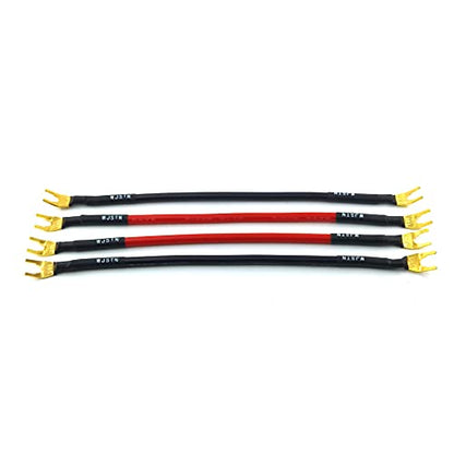 WJSTN Fork Spade Plug to Spade Plug Speaker Jumper Cable，8AWG Y Plug to Y Plug Cable, for DIY Home Theater, Speaker etc 8in/4-Pack