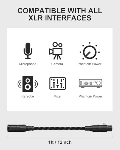 XLR Cables 10FT 2 Pack, Low Noise Braided Shielded Microphone Cable | OFC Balanced Mic Cable Male to Female XLR Mic Cables with Nylon Jacket for Podcast, Home Studio, Audio Interface, Mixer - color: Black-White, size: 9.9 Feet
