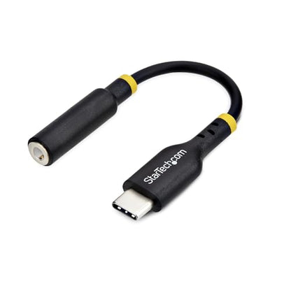StarTech 5in USB-C to 3.5mm TRRS Audio Adapter, 32-bit DAC (USBCAUDIO2) | USB-C Aux Dongle for PC/Phone, 12.7cm, Headphone, Headset Jack