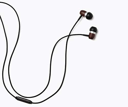 Symphonized Premium Wooden Earphones Wired (3.5mm Jack) Deep Bass Sound, 3D Sound, Microphone Volume Control, 90% Noise Cancelling for Type C Devices. Earphones for Android