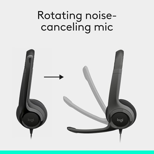 Logitech H390 Wired Headset PC/Laptop Stereo Headphones, USB-A, Black | For PC/Laptop, stereo headphones, microphone, in-line controls, works with Chromebook - color: Black, style: USB-A