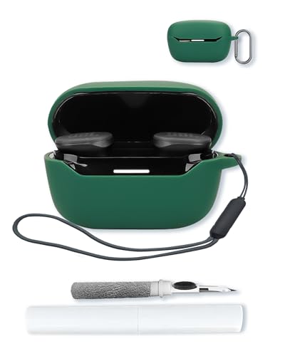 Case for JBL Endurance Race 2 True Wireless in Ear Earbuds,Soft Protective,Shockproof, BOVUGAC Silicone Case Cover with Keychain & Cleaning Kit & Lanyard-Green - color: Green