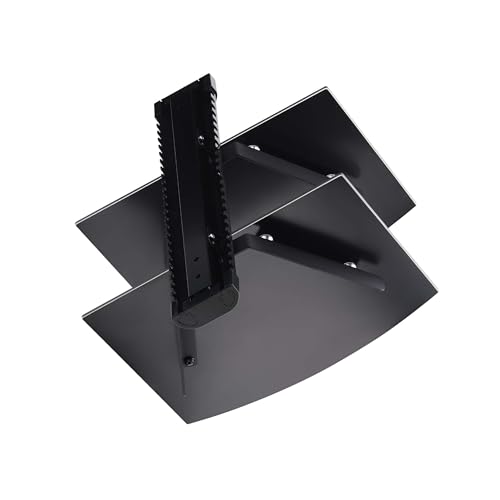 StarTech Dual Floating Wall-Mounted AV Shelves, Tempered Glass Shelves | Adjustable Height Shelf For Under TV AV Equipment, 2B-WALL-MOUNT-SHELF - style: Dual