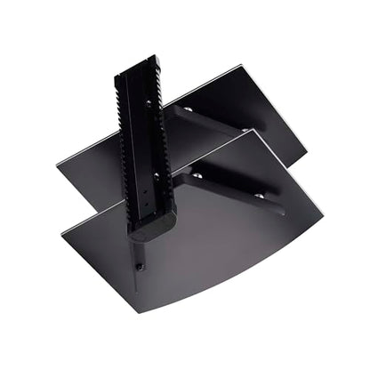 StarTech Dual Floating Wall-Mounted AV Shelves, Tempered Glass Shelves | Adjustable Height Shelf For Under TV AV Equipment, 2B-WALL-MOUNT-SHELF - style: Dual