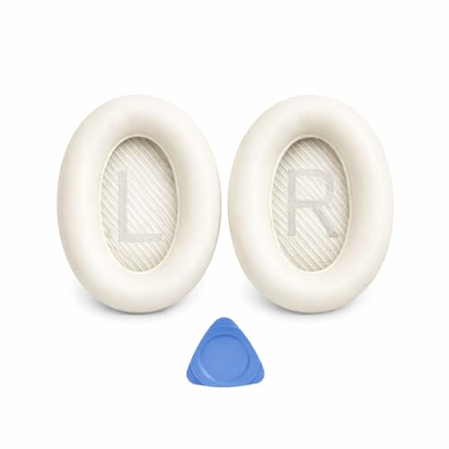 Replacement Ear Pads for Bose QC35 and QC35 II | Soft Protein Leather Ear Cushions with Noise Isolation, Memory Foam, Extra Durability - color: White