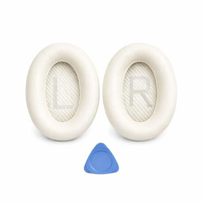 Replacement Ear Pads for Bose QC35 and QC35 II | Soft Protein Leather Ear Cushions with Noise Isolation, Memory Foam, Extra Durability - color: White