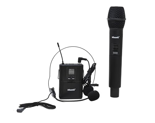 HISONIC HS120BT HL Portable PA System with Wireless Microphones and Lithium Rechargeable Battery and Car Cable Bluetooth Connected with Cell Phones and Pads Black