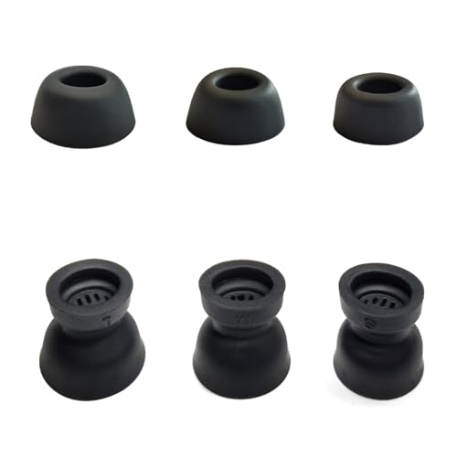 Silicone Ear Tips for Google Pixel Buds Pro2, L/M/S Replacement Earbud Tips | Noise Isolating, Secure Fit, 3 Pairs, Fits Charging Case - color: Black-Silicone