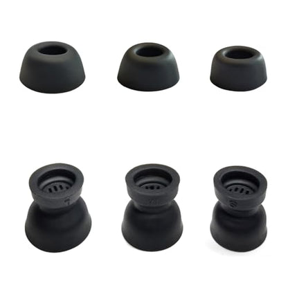 Silicone Ear Tips for Google Pixel Buds Pro2, L/M/S Replacement Earbud Tips | Noise Isolating, Secure Fit, 3 Pairs, Fits Charging Case - color: Black-Silicone