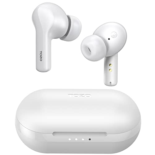 TOZO A2 Mini Wireless Earbuds, Ultra Lightweight Bluetooth 5.3 Headphones | Comfortable Fit Ear buds, Clear Calls with Built-in Mic, Immersive Premium Sound, 20H Playtime, in Ear Headset, White - color: White