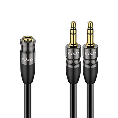 J&D 3.5 mm to 2X 3.5 mm Cable, Gold Plated Joint Copper Shell Heavy Duty 3.5mm 1/8 inch TRS Female to Dual 3.5 mm 1/8 inch TRS Male Y-Splitter Stereo Audio Adapter Cable for Headphone, 1.96 Feet - size: 1.96 Feet