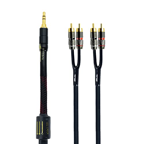 Arklove 10ft Shielded 1/8" aux Input 3.5mm RCA Output Splitter Stereo Audio Video Cable Out 3.5 Male to 4 RCA Male in Dual Speaker Cord 24k Gold Plated - size: 10ft, style: 3.5mm to rca(LR+LR)
