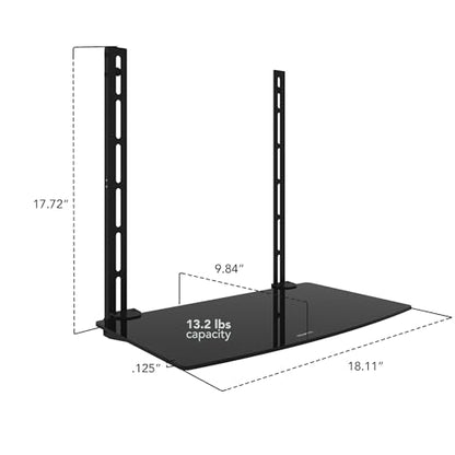 Mount-It TV Wall Mount Shelf Bracket Under TV for Cable Box, DVD Player, Stereo AV Components Shelf,Black - size: Single