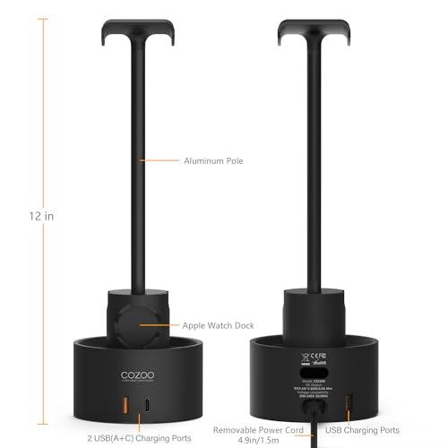 Headphone Stand with 3 USB Charger Desktop Gaming Headset Holder Hanger with 3 USB Charging Station,Watch Stand and Watch Wireless Charging,DJ,Earphone Display Accessories,Gamers Gifts for Him