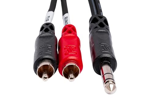 Hosa TRS-202 1/4 Inch TRS to Dual RCA Insert Cable, 6.6 Feet | Stereo audio signal routing with 6.6ft length and gold-plated connectors