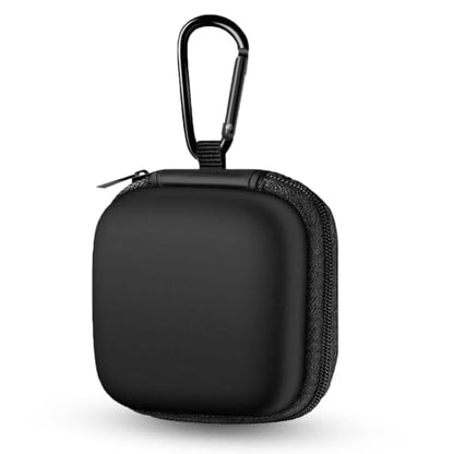 Earbud Case Portable EVA Storage Bag with Carabiner, Black | Cell Phone Accessories Organizer, Wired/Wireless Earphone Holder, SD Memory Card Storage, Camera Chip Case, Tech Pouch
