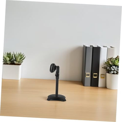 Mikinona Heavy Duty Adjustable Desktop Microphone Stand round Base, Compact Height Adjustable Mic Holder for Handheld and Heavyweight Microphones, for Video Conferences and Interviews