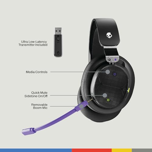 Skullcandy PLYR Multi-Platform Wireless Gaming Headset - Digi-Black | Bluetooth Headphones, Removable Mic, 24 Hours Play, PC, Xbox, PlayStation, 2.4GHz Low Latency Wireless Transmitter Included - color: Digi-Black
