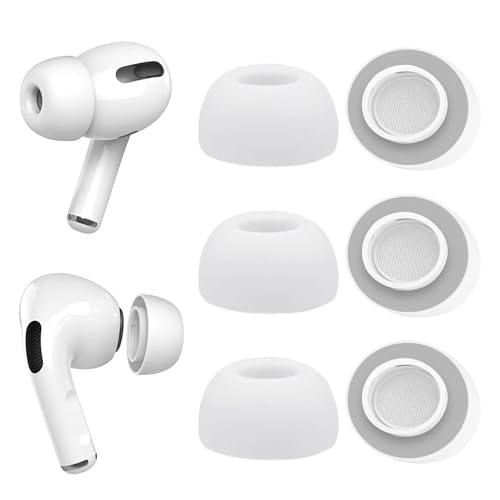 Memory Foam Ear Tips for AirPods Pro and AirPods Pro 2 Silicone Shield 3 Pairs Replacement Tips (Grey, Large)