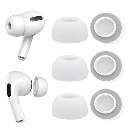 Memory Foam Ear Tips for AirPods Pro and AirPods Pro 2 Silicone Shield 3 Pairs Replacement Tips (Grey, Large)