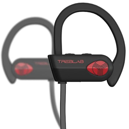 TREBLAB XR500 Bluetooth Running Headphones, IPX7 Waterproof, Noise Cancelling, Secure-Fit, Wireless Sport Earbuds with Mic
