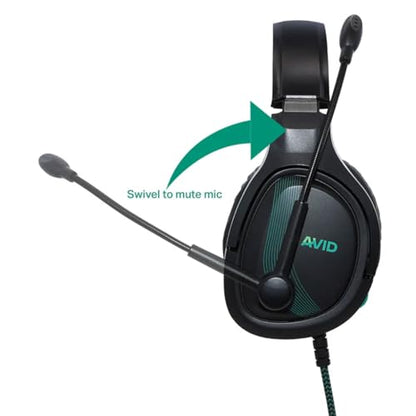 Avid AVIGA™ AP-1000 Gaming Headset, Flip-to-Mute Microphone, Plush Cushion Headband and Over-Ear Cups, 50mm Driver, for PC, Xbox, PS4/5, Mobile, 3.5mm Audio Jack - Black - size: Single