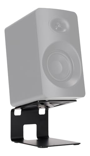 Rockville SR4 Speaker Riser Stands for 4" Desktop Speakers, Black, Pair | For Monitors, 5-Degree Tilt, 3mm Steel, 30 lb Capacity, Anti-Slip De-Coupling Pads, C-Shaped, 5" Height