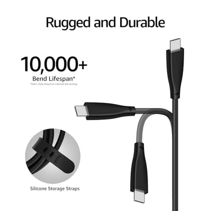 TOZO HT3 Hybrid Noise Cancelling Headphones, 90H Playtime Wireless Over Ear Bluetooth Headset，USB-C to USB-A Charging Cable Supports 480Mbps