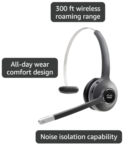 Cisco 561 Headset - Mono - Wireless - Bluetooth - Over-The-Head - Monaural - Supra-aural