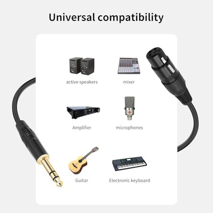 3.3 FT XLR Female to 1/4 TRS,2PACK Professional 6.35mm TRS to XLR Female Quarter inch Cable for Mixer Microphone Active Speakers - color: XLR Female to 6.35, size: 3.3 ft - 2 Pack