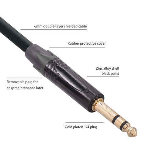 Goshyda 1/4 Inch to XLR Male Cable, XLR Male to 1/4 Inch TRS, Balanced XLR Microphone Cable to 6.35mm Jack, Quarter inch TRS Male to XLR Male Microphone Cable (3 Meters / 9.84ft) - size: 3 Meters / 9.84ft