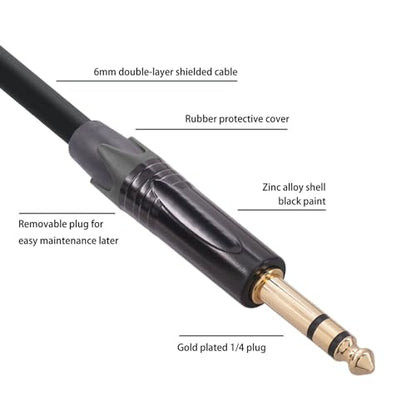 Goshyda 1/4 Inch to XLR Male Cable, XLR Male to 1/4 Inch TRS, Balanced XLR Microphone Cable to 6.35mm Jack, Quarter inch TRS Male to XLR Male Microphone Cable (5m / 16.4ft) - size: 5m / 16.4ft