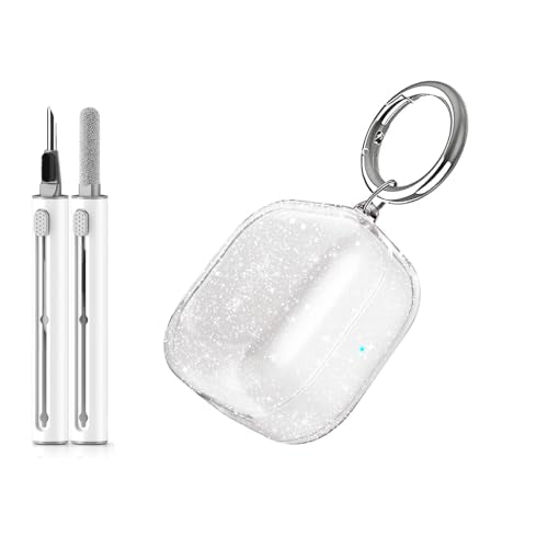 for Samsung Galaxy Buds 4 Case/Galaxy Buds 4 Pro Case Clear Glitter,Cute Girly Sparkly Bling Clear Cover for Samsung Galaxy Buds 4/4 Pro,Premium TPU Skin with Keychain&Cleaning Pen Women-Clear - color: Clear Glitter