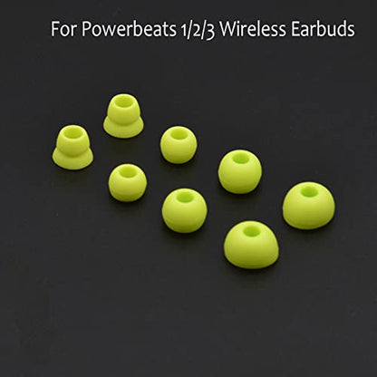 Replacement Silicone Eartips Earbuds Eargels Compatible with Beats by dr dre Powerbeats 3 Wireless Stereo Earphones (Yellow) - color: Yellow