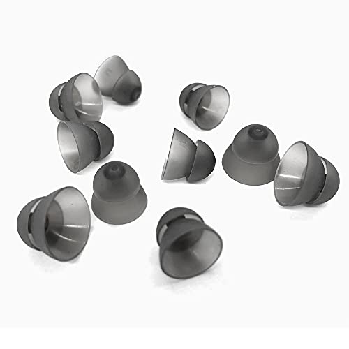 Smokey Hearing Aid Power Domes Close Domes Ear Tips for Resound Sure Fit Style RIC RITE and Open Fit BTE Hearing Amplifier with Cleaning Tools Brush Cleaner and Carry Case (Smokey, Small) - size: Small