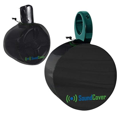Marine Wakeboard Tower Speaker Covers for 6.5” Round or 6x9” Oval Speakers – 210T Polyester w/ Silver UV Coating – Water-Resistant, Double-Stitched with Drawcord, Drainage Eyelets – Medium (Set of 2) - size: Medium
