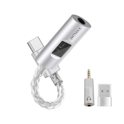 USB C DAC CX31993+SGM8262 HiFi 32bit/384kHz Audio Adapter | USB C to 3.5mm with Headphone Ampifier, Silver-Plated Copper CNC Aluminum Body IEM DAC Dongle for Android iPhone PC Mac
