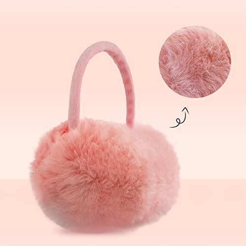 POXIMI Women Winter Earmuffs Girl Ski Adjustable Ear Covers for Kid Cute Bow Ear Warmer Outdoor Earmuff Fleece Lining - color: Pink 2