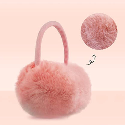 POXIMI Women Winter Earmuffs Girl Ski Adjustable Ear Covers for Kid Cute Bow Ear Warmer Outdoor Earmuff Fleece Lining - color: Pink 2