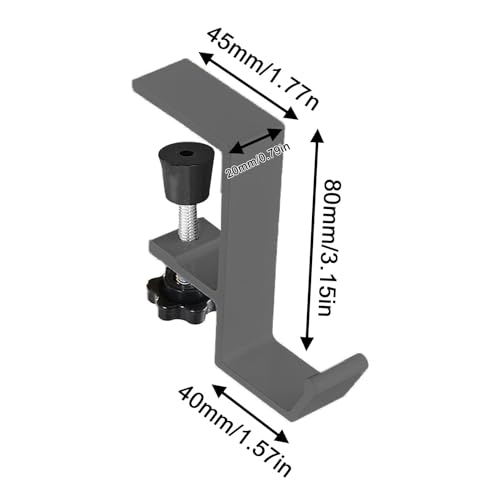 Headphone Holder Desk - Under Desk Headphone Hanger | Aluminum Alloy Table Side Bag Hook | Nail- Detachable Under Desk Clamp Hook Mount - Desk Bag Holder For School Home Apartment | Headset Hanger - color: Gray