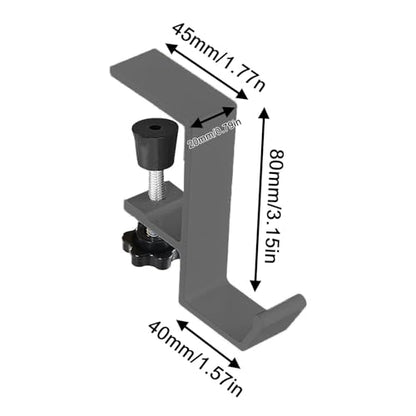 Headphone Holder Desk - Under Desk Headphone Hanger | Aluminum Alloy Table Side Bag Hook | Nail- Detachable Under Desk Clamp Hook Mount - Desk Bag Holder For School Home Apartment | Headset Hanger - color: Gray