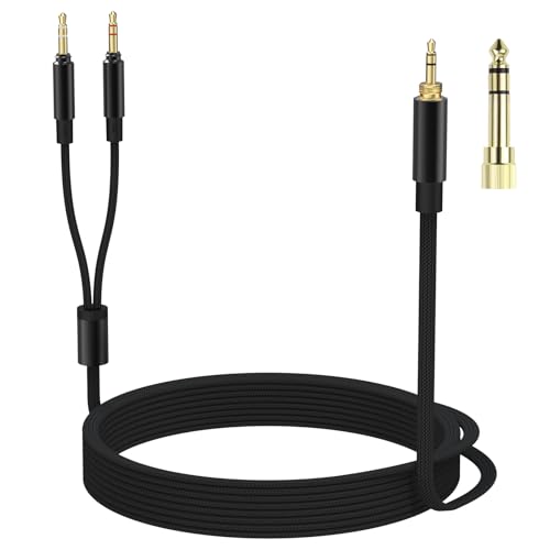 Saipomor 9.8FT Replacement Audio Cable Compatible with Beyerdynamic T1 2nd Gen, T5P 2nd/3rd Gen Headphones – 3.5mm AUX Cord with 6.35mm Adapter, Detachable Stereo Headphone Cable