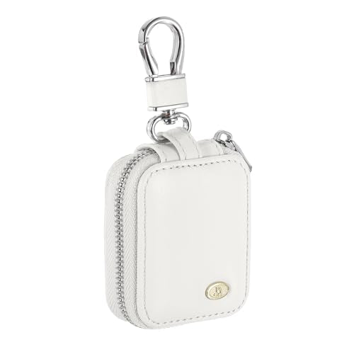 HARFINGTON Earbuds Cases, Earphone Case Holder, PU Leather Ear Buds Case Zipper Organizer Small with Mesh Pocket for USB Cable, Wireless Wired Earphones, White - color: White