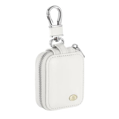 HARFINGTON Earbuds Cases, Earphone Case Holder, PU Leather Ear Buds Case Zipper Organizer Small with Mesh Pocket for USB Cable, Wireless Wired Earphones, White - color: White