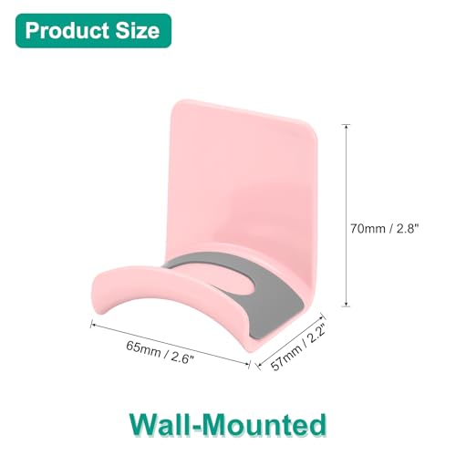uxcell Headphone Stand, 4 Pcs ABS Headset Holder Adhesive Headphone Holder Hook Mount Headphone Hanger Hook Under Desk for Gaming Headphones Earphones Cables, Pink(Wall-Mounted)