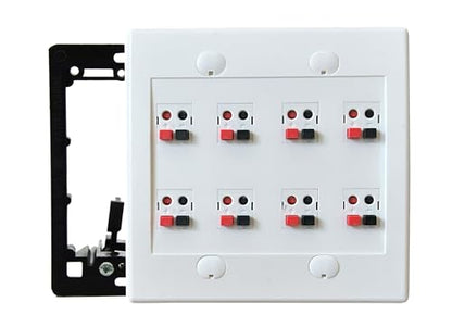 DIYTECH Premium 8 Speaker Wall Plate, Speaker Plug, Supports 8 Speaker Configurations, Speaker Port for Wall Speaker Wire, Speaker Wire in Wall, Wire Wall Plate - 2 Gang Screwless - size: 8 Speaker