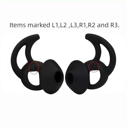 Replacement Ear Tips for Bose Sport Earbuds and Bose Free Earbuds, Silicone Wingtip Covers, Anti-Slip, Black, 3 Pairs